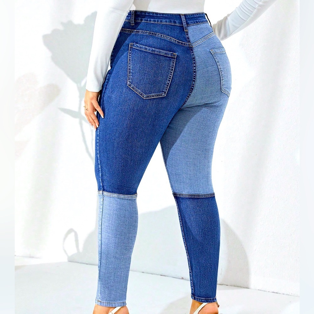 Two-Tone Skinny Jeans